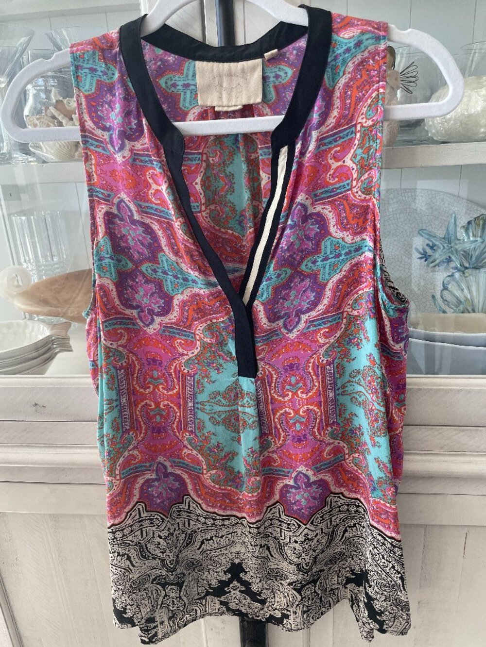 ANTHROPOLOGIE VANESSA VIRGINIA FINN SILK TANK TOP SIZE LARGE PREOWNED